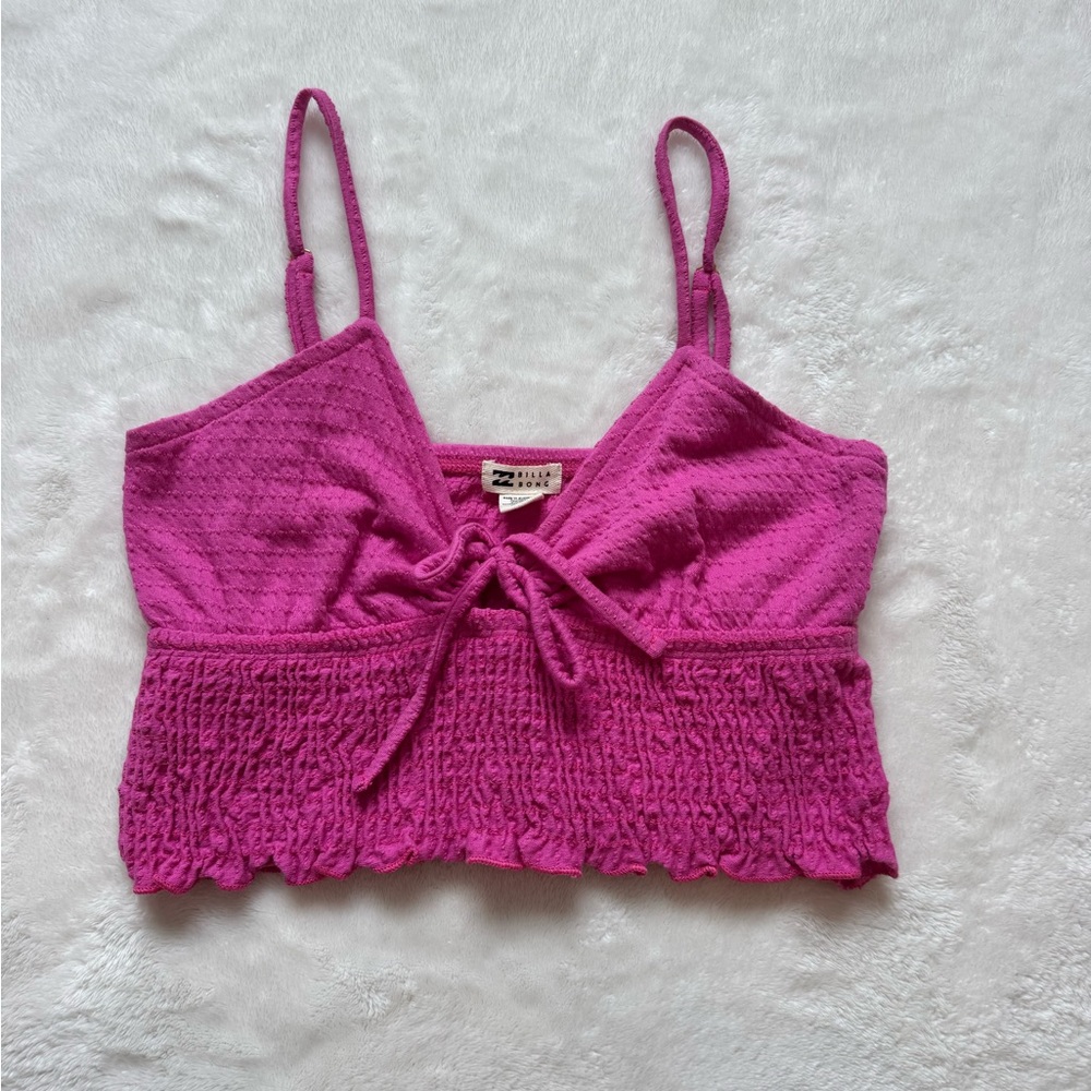 Billabong Fuchsia Textured Crop Top